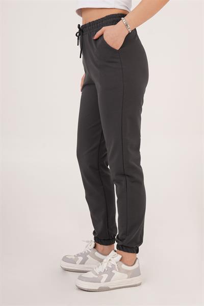 Lastik Paça Belden Bağlamalı Jogger Kesim Antrasit Eşofman