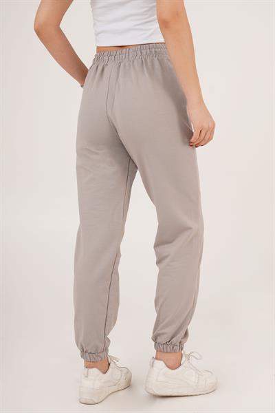 Lastik Paça Belden Bağlamalı Jogger Kesim Vizon Eşofman