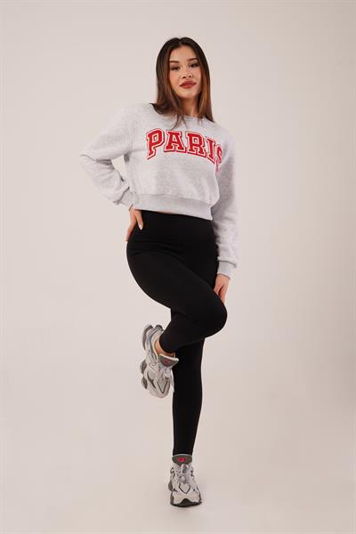 Kalın Kemerli Örme Siyah Çelik Tayt