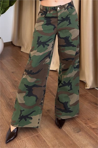 Kamuflaj Desen Bol Paça Pantolon
