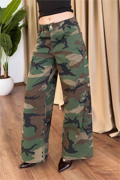 Kamuflaj Desen Bol Paça Pantolon