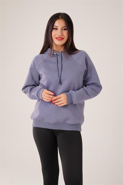 Kapüşonlu Bağcık Detaylı Antrasit Sweatshirt
