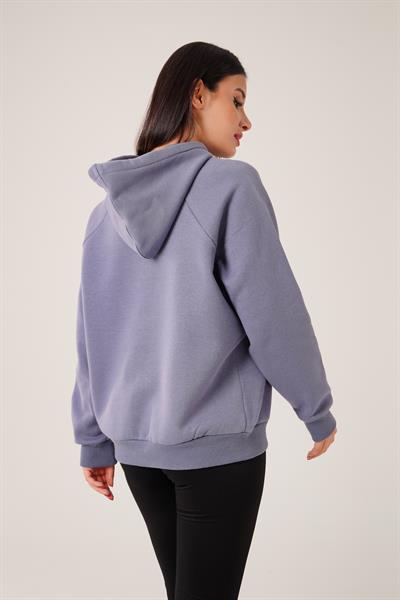 Kapüşonlu Bağcık Detaylı Antrasit Sweatshirt