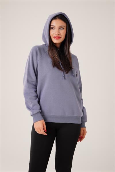 Kapüşonlu Bağcık Detaylı Antrasit Sweatshirt