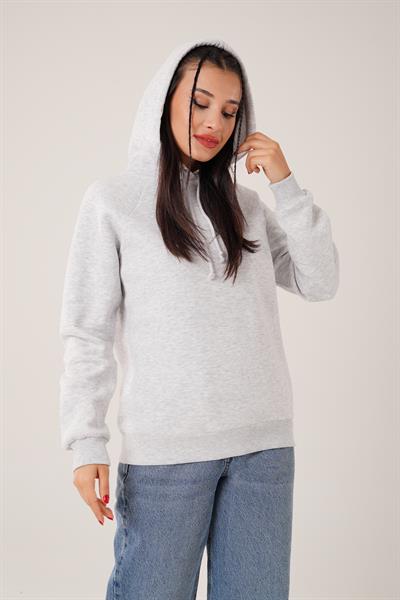 Kapüşonlu Bağcık Detaylı Gri Sweatshirt