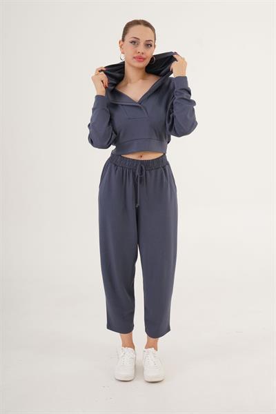 Kapüşonlu Modal Kumaş Antrasit Eşofman Takımı