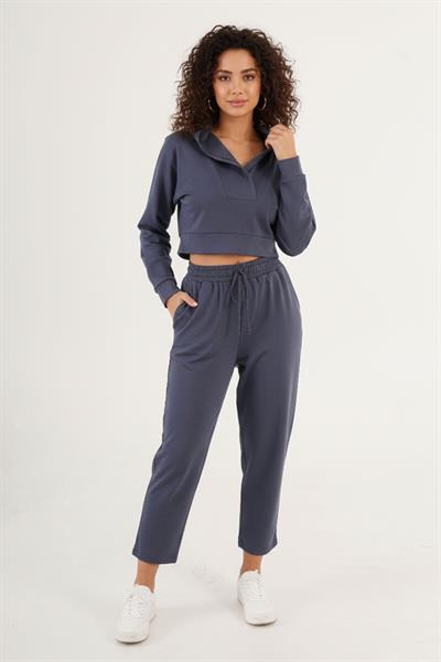 Kapüşonlu Modal Kumaş Antrasit Eşofman Takımı