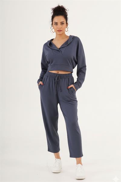 Kapüşonlu Modal Kumaş Antrasit Eşofman Takımı