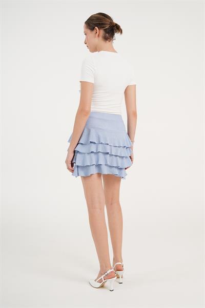 KatKat Fırfırlı Mavi Mini Etek