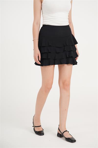 KatKat Fırfırlı Siyah Mini Etek