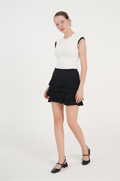 KatKat Fırfırlı Siyah Mini Etek