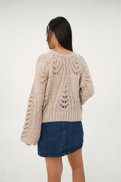 Kayık Yaka Volan Kol S.Kahve Triko Kazak