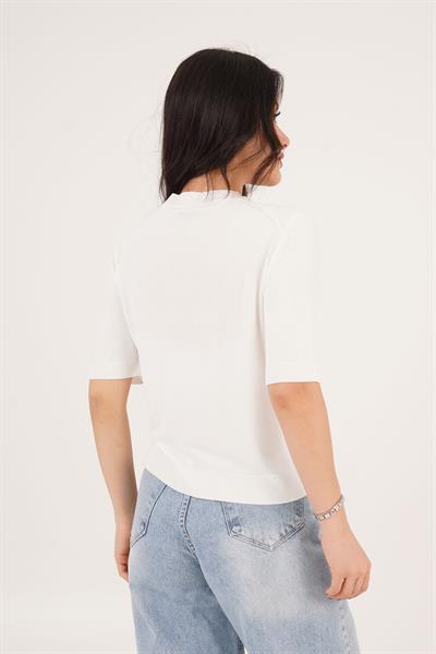Kısa Kol Bisiklet Yaka Basic Beyaz Bluz