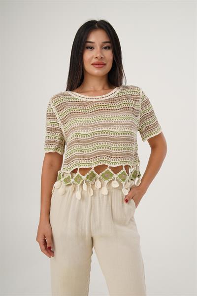 Kısa Kol Örgü Model Taba Crop