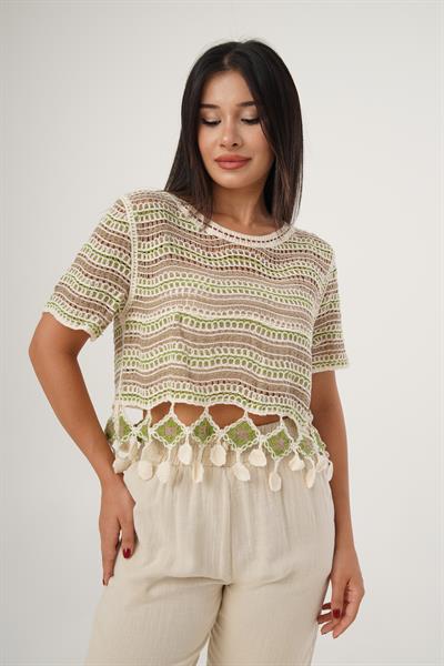 Kısa Kol Örgü Model Taba Crop