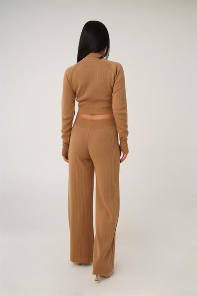 Kısa Model Camel Crop ve Pantolon Takımı