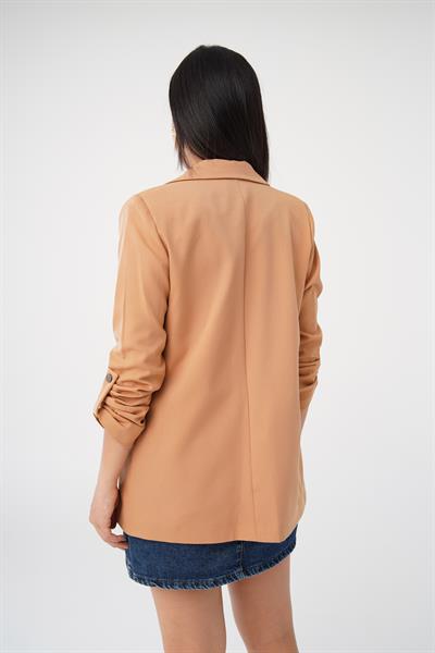 Kol Büzgü Detay Blazer Camel Ceket