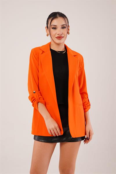 Kol Büzgü Detay Blazer Oranj Ceket