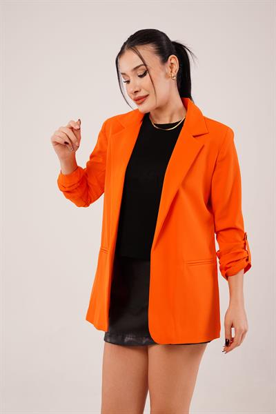 Kol Büzgü Detay Blazer Oranj Ceket