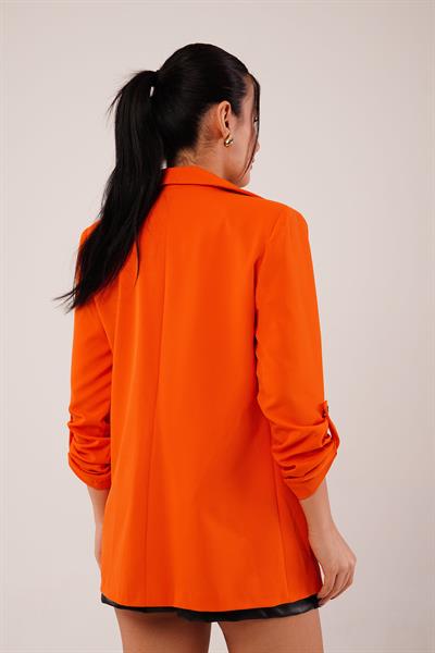 Kol Büzgü Detay Blazer Oranj Ceket