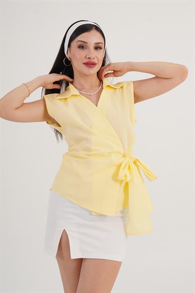 Kolsuz Yandan Bağlamalı Sarı Gömlek