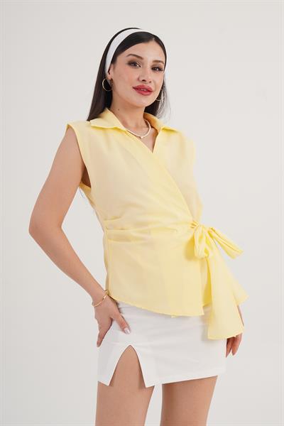 Kolsuz Yandan Bağlamalı Sarı Gömlek