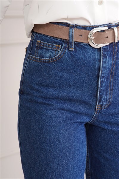 Yüksek Bel Rahat Kesim Jean Pantolon
