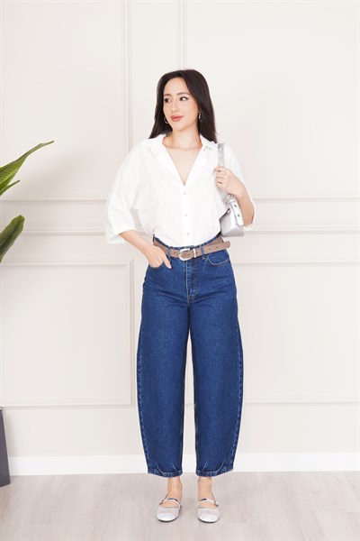 Yüksek Bel Rahat Kesim Jean Pantolon