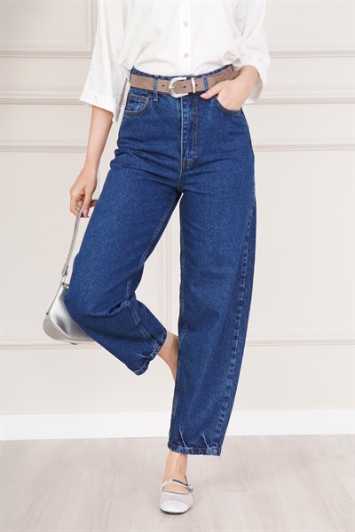 Yüksek Bel Rahat Kesim Jean Pantolon