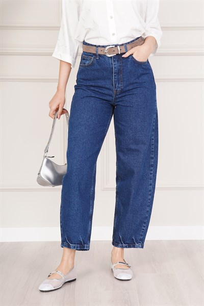 Yüksek Bel Rahat Kesim Jean Pantolon