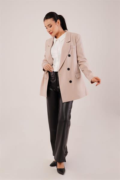 Kruvaze Düğmeli Taş Blazer Ceket