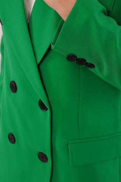 Kruvaze Düğmeli Yeşil Blazer Ceket