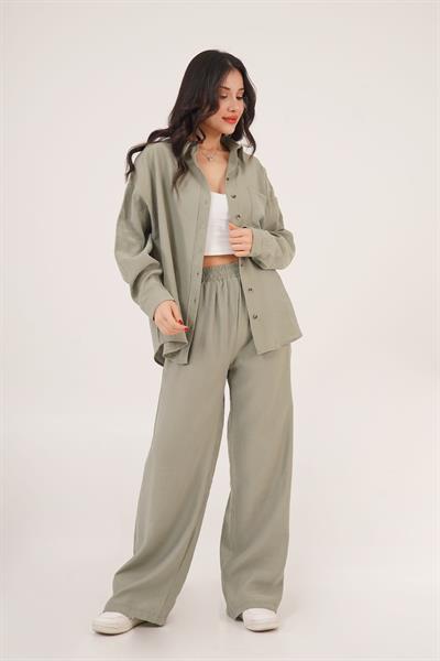 Salaş Model Düşük Omuz Tek Cepli Haki Gömlek	