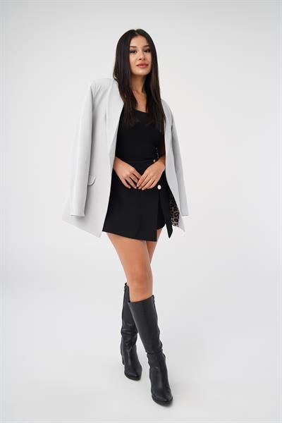 Leopar Astarlı Taş Blazer Ceket