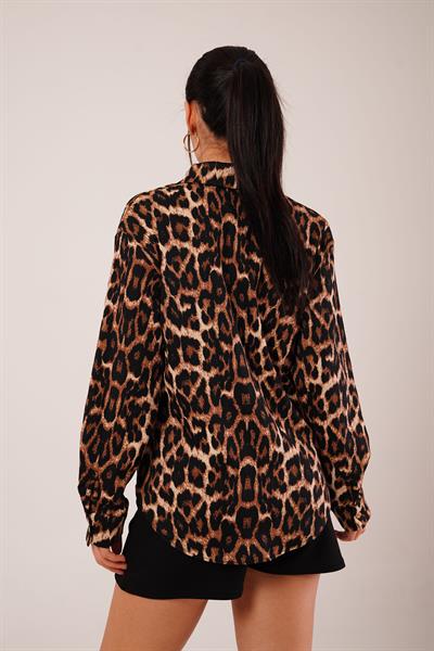 Leopar Baskılı Salaş Kesim Leopar Gömlek