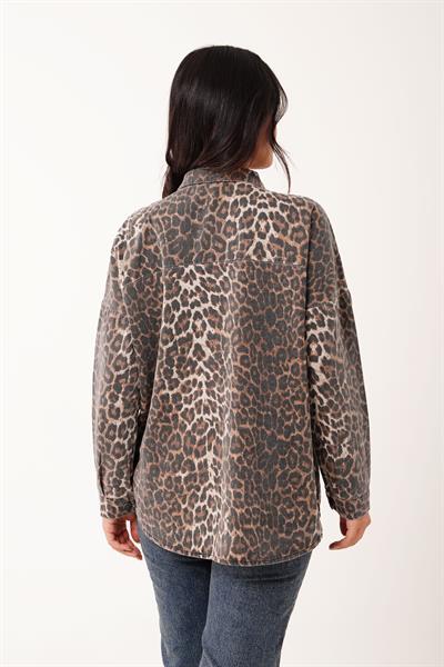 Leopar Desen Cepli Gabardin Gömlek Ceket