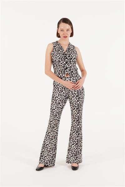 Leopar Desenli Yüksel Bel Pantolon