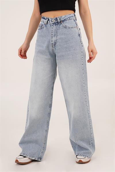 Long Length Yüksek Bel Açık Kar Yıkamalı Jean