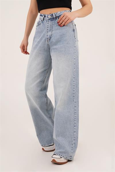 Long Length Yüksek Bel Açık Kar Yıkamalı Jean