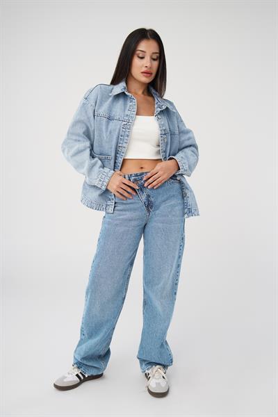 Mega Cep Kot Mavi Denim Ceket