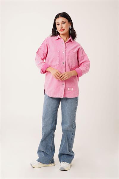 Mega Cepli Armalı Eskitme Model Pembe Spor Ceket