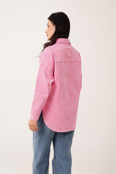 Mega Cepli Armalı Eskitme Model Pembe Spor Ceket