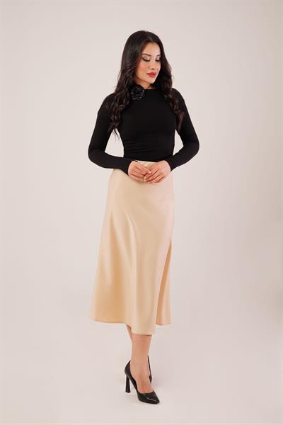 Midi Boy Trend Bej Saten Etek