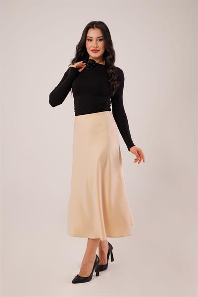Midi Boy Trend Bej Saten Etek