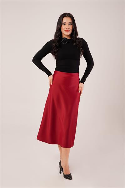Midi Boy Trend Bordo Saten Etek