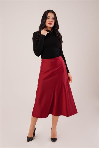 Midi Boy Trend Bordo Saten Etek