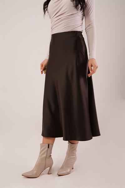 Midi Boy Trend Kahve Saten Etek
