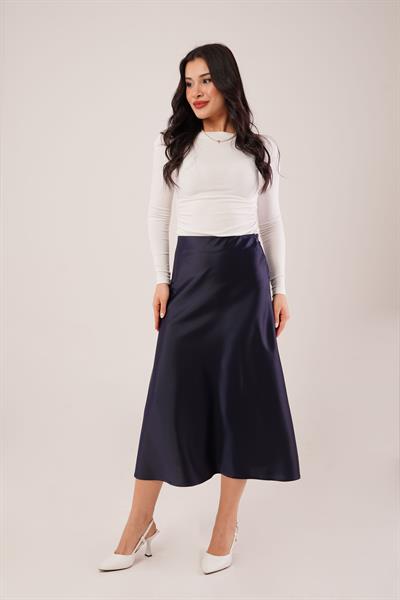 Midi Boy Trend Siyah Saten Etek