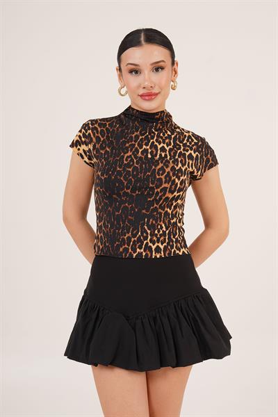 Dik Yaka Leopar Desen Bluz