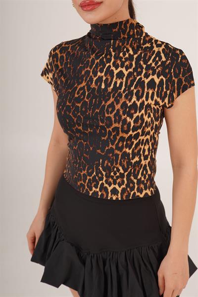 Dik Yaka Leopar Desen Bluz